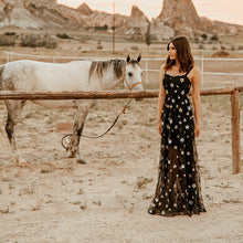 Load image into Gallery viewer, Summer Women Clothing Five Pointed Star Mesh Camisole See Through Dress Maxi Dress