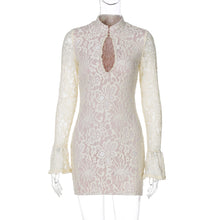 Load image into Gallery viewer, Women Clothing Winter Sexy Lace Cutout Package Hip Flare Sleeve Dress