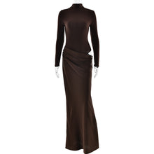 Load image into Gallery viewer, Summer Half High Collar Long Sleeves Dress Sexy Slim Fit Faux Two Piece Solid Color Dress