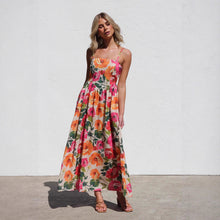 Load image into Gallery viewer, Dress Printed Slim Strap Dress Vacation A Swing Dress for Women