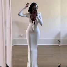 Load image into Gallery viewer, Sexy Deep V Plunge One Step Dress Solid Color Slim Fit Sexy Long Sheath Dress Women