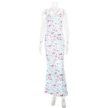 Load image into Gallery viewer, Spring Summer Waist Slimming Elegant Floral Strap Dress Deep V Plunge Vacation