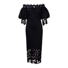 Load image into Gallery viewer, Women Clothes Elegant Lace Stitching Off Neck Dress