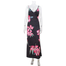 Load image into Gallery viewer, French Women Clothing V neck Strap Slim Fit Figure Flattering Maxi Dress Vintage Printed Court Advanced Dress