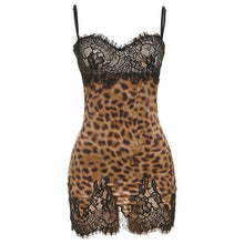 Load image into Gallery viewer, Summer Women Clothing Sexy Leopard Print Slim Fit Backless Lace Splicing Sling Dress