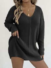 Load image into Gallery viewer, Sweater Women Deep V Plunge Sexy Casual Pullover Sweater Autumn Winter Undershirt Dress （Excluding Belt）