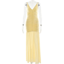 Load image into Gallery viewer, Elegant Straps Tulle Dress Sexy Deep V Plunge Pleated Stitched Backless Maxi Dress