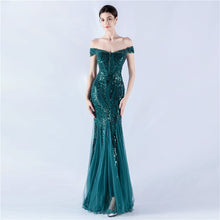 Load image into Gallery viewer, Dress Craft Beaded Mesh Sequin Evening Dress Annual Meeting Performance Host