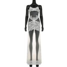 Load image into Gallery viewer, Summer Women Mesh Lace Lace Spaghetti Strap Dress See through Sexy Nightdress Vacation Maxi Dress
