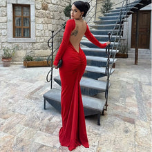 Load image into Gallery viewer, Slim Fit Long Sleeve Backless Sexy Hip Bag Dress