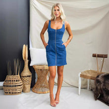 Load image into Gallery viewer, Spring Summer Casual Slim Denim Sleeveless Dress Women Clothing