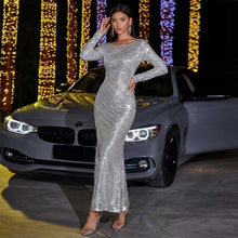 Load image into Gallery viewer, Autumn Winter Sexy Dress Slim Fit Long Sleeved Mopping Party Cocktail Sequined Evening Dress