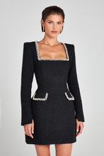 Load image into Gallery viewer, Elegant Slim Fit Slimming U Neck Long Sleeved Beaded Classic Dress Women