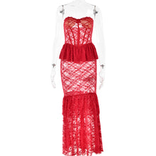 Load image into Gallery viewer, Autumn Winter Lace See through Tube Top Fishtail Dress Sexy Tight Sexy Night Club Long Dress