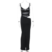 Load image into Gallery viewer, Women Clothing Winter Sexy Patchwork Slit Mesh See through Sling Dress
