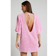 Load image into Gallery viewer, Autumn Winter Velvet Sequin Elegant V neck Backless Short Sleeve Dress