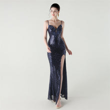 Load image into Gallery viewer, Bead Tube Craft Boning Corset Lace Waist Controlled Sequined Slim Slimming Cocktail Evening Dress