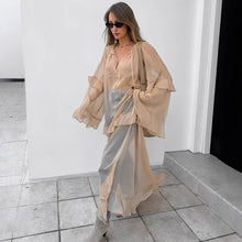 Load image into Gallery viewer, Khaki Autumn Winter Batwing Sleeve Dress Sun Protective Blouse Maxi Dress for Women