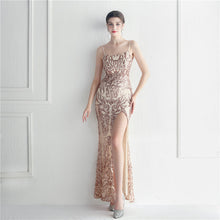 Load image into Gallery viewer, Positioning Floral Sequin Sexy Strap Tube Top Nightclub Dress Dinner Star Evening Dress