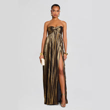 Load image into Gallery viewer, Summer Chest Wrapped Dress Stylish Texture Sexy Slit Women Evening Dresses