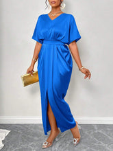 Load image into Gallery viewer, Women Clothing Early Autumn Satin Dress Ball Gown Satin Waist Tight Maxi Dress