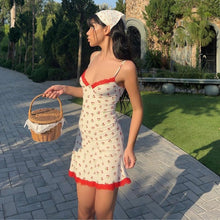 Load image into Gallery viewer, Women Clothing Summer Fresh Sweet Print Stitching Lace Strap Dress for Women