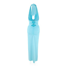 Load image into Gallery viewer, Women Clothing Summer Niche V neck Halter Lace up Low Waist Backless Hollow Out Cutout Pleated Sexy Dress