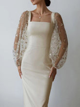 Load image into Gallery viewer, Women Concise Elegant Embroidery Stitching Hip Dress