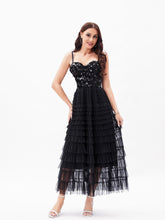 Load image into Gallery viewer, Sexy Socialite High Sense Black Paillette Beauty Back Underwear One Piece Dress Boning Corset Sling Multi-Layer Tiered Dress