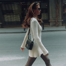 Load image into Gallery viewer, Long Sleeve Skinny Knit Dress Women Half Turtleneck Base Narrow Solid Color Short Temperamental Fall Winter Sweater Dress