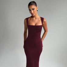 Load image into Gallery viewer, Women Clothing Spring Summer Slim Fit Square Collar Sleeveless Waist Slimming Dress