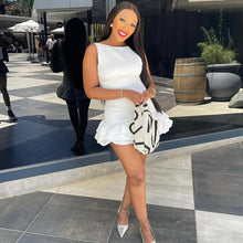 Load image into Gallery viewer, Women Wear Slim Fitting Cool Pleated Sleeveless round Neck Solid Color Office Short Dress