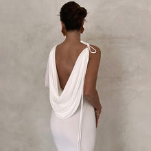 Load image into Gallery viewer, Women Clothing Autumn Winter Sexy Solid Color One Shoulder Slim Dress