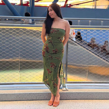 Load image into Gallery viewer, Summer Women Clothing Vacation Slimming Retro Printed Sexy Tube Top Split Double Layer Dress