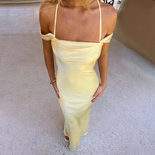 Load image into Gallery viewer, Strap Satin off Shoulder Evening Dress Backless Sexy Dress