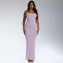 Load image into Gallery viewer, Women Clothing Sunken Stripe Slim Fit Suspender Dress Sexy Big Backless Tied Dress