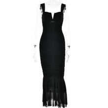 Load image into Gallery viewer, Spring Summer Suspender Stitching Dress Fashionable Sexy Tight Pleated Fishtail Dress