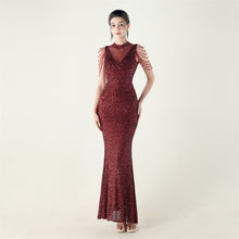 Load image into Gallery viewer, High Neck Fishtail Evening Dress Pearl Embroidery Sequined Crystal Diamond Decorations Red Carpet Wedding Cocktail Dress