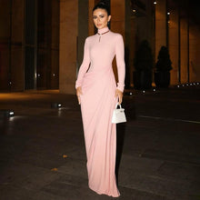 Load image into Gallery viewer, French Women Autumn Sexy Slim Fit Backless Button Solid Color Long Sleeve Dress