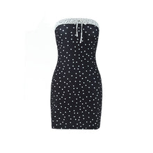 Load image into Gallery viewer, Sexy Women Dress Wrapped Chest Pleated Polka Dot Color Contrast Patchwork Slim Dress