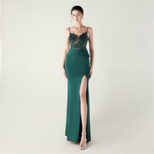 Load image into Gallery viewer, Satin Cloth Applique Bead Tube Boning Corset Waist Tight Folding Craft Evening Dress Strapless Sexy Dinner Social