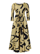 Load image into Gallery viewer, Women Clothing Spring Elegant Graceful Printed Lace up Large Dress