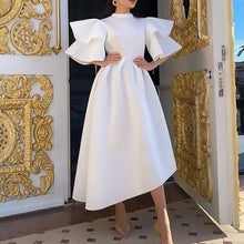 Load image into Gallery viewer, Women Wear Summer Double Layer Ruffle Sleeve Solid Color Wide Hem Dress outside