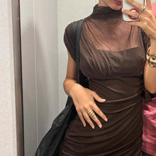 Load image into Gallery viewer, Sexy Socialite Tight Waist Close Fitting Stitching Gauzy Package Hip Maxi Dress for Women