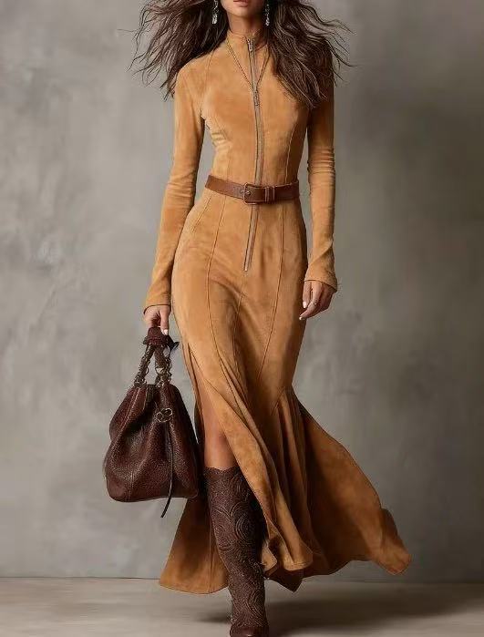 Fall Elegant Graceful Zipper Collared Jumpsuit