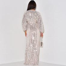Load image into Gallery viewer, Women Dress Dress Sequined Long Sleeve V Neck Sexy Sequin Maxi Dress