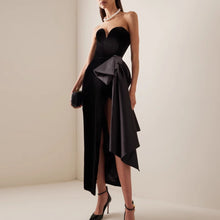 Load image into Gallery viewer, Sexy Tube Top Dress Black Elegant Irregular Asymmetric Design Sleeveless Dress Women