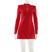 Load image into Gallery viewer, Women Clothing Red Simple Elegant Dress Chest Hollow Out Cutout out Cinched High Grade A line Short Dress Women