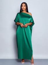 Load image into Gallery viewer, Women Clothing Early Autumn Satin Dress Yellow Satin Maxi Dress