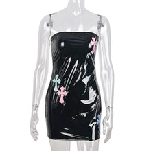 Load image into Gallery viewer, Metallic Coated Fabric Women Clothing Sexy Stretch Cross Embroidery Chest Wrapped Dress